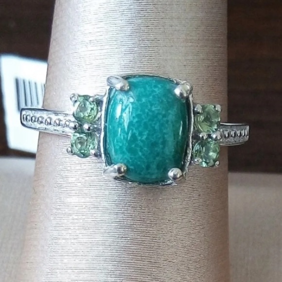 Genuine Turquoise & Apatite Ring - Picture 2 of 3